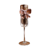 Pink Bow Champagne Flutes Set of 2 High Footed Winees 9.64 Inches Tall 5.41 oz Crystal Clear V1369-AZ3-W-21559
