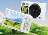 5K HD Dual Screen Digital Camera Point and Shoot Selfie Camera with LED Fill Light - White V1263-JX-6753-3