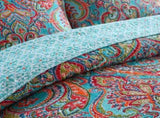 Blue Teal Boho Print Bedspread Quilt Set Pillowcases V745-MAC060758K13UU