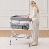 VEVOR Foldable Baby Changing Diaper Station with Side Basket & Wheels Light Gray V952-ZDNBTQHSXXSDBQAAV001V0