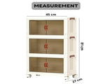 CARLA HOME 3 Tier Stackable Storage Cabinet with Wheels White - Storage Box - Plastic LSB-36499
