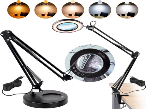 VEVOR Magnifying Glass with Light and Stand, 5X Magnifying Lamp, 4.3" Glass Lens, Base and Clamp V952-YGFDDYDZBCMAJI42JV9
