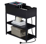 Casadiso Sofa Side Table with Integrated Charging Station - Multi-Tier Black Side Table with V384-ORION6PBL