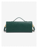 Wine Red Luxury Woven PU Leather Clutch - Elegant Women's Evening Baguette Bag with Adjustable V888-ELOSUNG11558