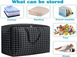 75L Large Storage Bags 2 Pcs Clothes Storage Bags with Zips Heavy Duty Oxford Cloth Moving Bags V1259-DP01-A-2895