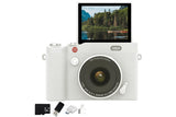4K Digital Camera 64MP Vlogging Camera with 180-degree Flip Screen 16X Digital Zoom -White V1263-JX-7681