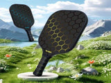 Black and Blue Lightweight Fiberglass Pickleball Paddle Set - 2 High-Rebound Rackets with PU Comfort V888-ELOSUNG49449