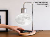 Levitating Moon Lamp with 15W Wireless Charger 3D Printed Lunar Sphere, Real Wood Base, 3 Ambient V1341-ZY-U67UZGBL-TOPSELLER3COLORCOL
