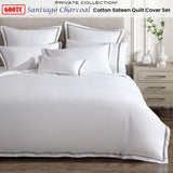 Private Collection 600TC Santiago Charcoal Cotton Sateen Quilt Cover Set King V442-LED-QUILTCS-SANTIAGO-CHARCOAL-KI