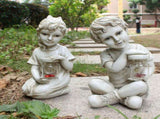 Solar Garden Statues Garden Children Boy Girl Statue Sculpture Decor Boys Girls For V1192-AZ-W-11520
