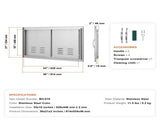 BBQ Access Door, 914x534 mm Double Outdoor Kitchen Door, Stainless Steel Flush Mount Door, Wall V952-SMMBSCJMYS36I3IIAV0
