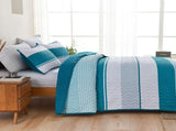 Teal Stripe Patchwork Vista Bedspread Coverlet 3 Piece Set V745-AC080778Q13U