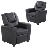 Set of 2 Oliver Kids Recliner Chair Sofa Children Lounge Couch PU Armchair Black V563-75609-BLACK-2CHAIRS