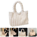 Large Capacity Plush Tote Bag for Women, Fuzzy Shoulder Bag, Soft and Stylish Everyday Carry-All V1370-AZ4-09984