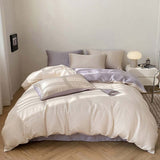 Solid Color Ice Silk Bedding Set 4 Pieces, Summer Breathable Sheets and Covers, Lightweight and V1366-AZ2-W-23187