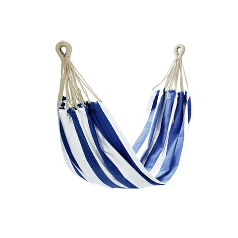 IDC Homewares Blue Striped Single Size Cotton Hammock 150 x 205 cm V442-IDC-MISC-HAMMOCKSTRIPED-BLUE-SH