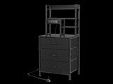 Levede Bedside Table with Charging Station 3 Drawer RGB Light Night Stand Black NI1101-BK-AU