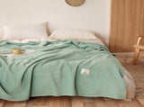 200*230CM Green Ultra-Soft Dual-Sided Waffle & Plush Fleece Blanket - Large Cozy Throw for Bed & V888-ELOSUNG32593