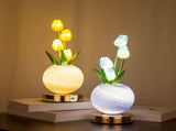 Yellow Tulip Night Light with Realistic Bouquet - Dreamy Planet LED Mood Lamp for Bedroom Decor with V888-ELOSUNG23762