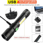 7 Modes Waterproof Rechargeable UV Light Flashlight Torch for Camping V178-58540