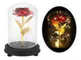 24K Gold Plated Rose Flower LED Light with Glass Cover Base Valentines'Day Wedding Gift Red V1294-YM0727-JY15089-01