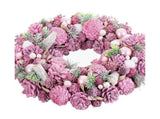 Advent wreathe pink multicolour plastic foam 34 x 34 x 8.5cm V1263-JX-1658