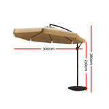 Instahut 3m Outdoor Umbrella Cantilever Garden Beach Patio Beige UMB-BAN-F-8RIB-BG