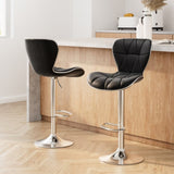 Artiss 2x Bar Stools Gas Lift Leather Seat Black BA-TW-NEW4045-BKX2