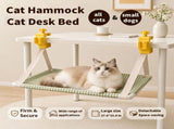 Clamp-On Hanging Cat Hammock Space-Saving Elevated Pet Bed with Breathable Tweed Fabric, Tool-Free V1341-ZY-N5LJWQ4U-GREEN