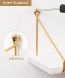 2-Piece White Floating Wall Shelf Set with Gold Metal Rails for Kitchen, Bedroom and Living Room V1188-MS-731-133