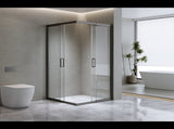 Adjustable 1000x1100mm Double Sliding Door Glass Shower Screen in Black V63-843981