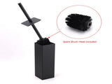 Matt Black Square Stainless Steel Bathroom Accessory Toilet Brush Holder Cup Set V1233-T87023BL