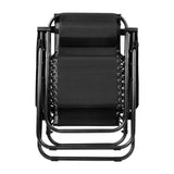 Gardeon Zero Gravity Chair Folding Outdoor Recliner Adjustable Sun Lounge Camping Black FF-ZGC-BK