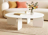 Artiss Round Coffee Table High-Gloss Center Table Minimalist Living Room Furniture 78x35cm Cream FUR-S-COF14-WH
