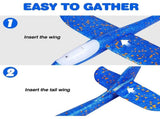 4 Pack LED Light Airplane,17.5" Large Throwing Foam Plane,2 Flight Mode Glider Plane,Flying Toy for V1366-AZ2-W-13324