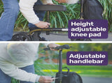 Equipmed Knee Scooter Walker, Dual Brakes - Bag - Broken Leg Ankle Foot Mobility - Crutches V219-HELKNSEQS1KB