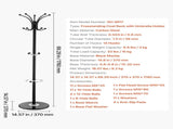 Freestanding Coat Rack, Metal Coats Rack Stand with Umbrella Holder, Stable Marble Base & 14 Hooks, V952-YMJDSJJSSCP01JCLY001V0
