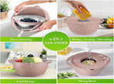 4-in-1 Colander with Lid Set, Multifunctional Strainer for Washing and Draining Pasta Fruit and V1237-ZY-924-379