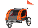 Bike Trailer for Toddlers, Kids, Double Seat, 45 kg Load, 2-In-1 Canopy Carrier Converts to V952-LYS2GHJG1220E5YTPV0