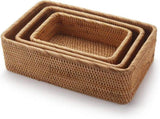 Set of 3 Rattan Storage Baskets, Stackable Woven Wicker Organizer Box for Kitchen Cupboard Shelf, V1237-ZY00B089K29BKG