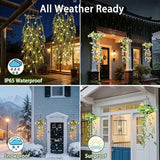 2Pack Solar Hanging Garden Lights, 66 LED Artificial Willow Leaf Solar String Lights Outdoor, V1107-112-45537-GRN-2PACK