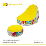 Yellow Graffiti Portable Inflatable Sofa Chair with Ottoman - Waterproof Flocked Lazy Sofa for V888-ELOSUNG17114