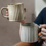 High-Fired Ceramic Stoneware Ribbed Stripe Mug 460ml Matt EARTHY BROWN V274-HA-LA-P0024808-YE