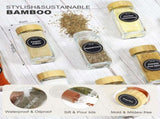 CARLA HOME 24 Glass Spice Jars with Bamboo Lids, Shaker Tops, 180 Spice Labels, White Pen & Funnel LSB-36269