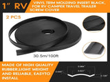 2 Rolls 1" RV Trim Molding Insert Total 200 ft Black Vinyl Trim Insert Screw Cover Waterproof Vinyl V1258-DP02-C-3071