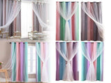Panels Gradient Curtains Draperies for Girls Bedroom Living Room Double Window Curtains Thermal V1369-AZ3-W-18098