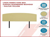 Linen Fabric King Bed Curved Headboard Bedhead - Sulfur Yellow V63-839881