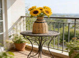 Rattan Vase, Small Braided Boho Vases, Hand Woven Vases Decor, Rustic Farmhouse Round Wicker Vase V1369-AZ3-W-09975