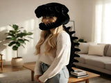 120CM Black Funny Dinosaur Skeleton Plush Headwear Quirky Bone Fossil Plushie Hat & Huggable Doll V888-ELOSUNG52005