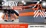 5-Tray Steel Cantilever Tool Storage Box Portable Parts Organiser Carry Holder V465-62211